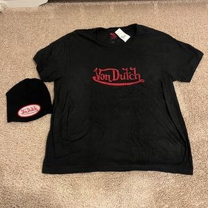 VINTAGE VON DUTCH SHIRT AND BEANIE HAT NEW WITH TAGS LARGE